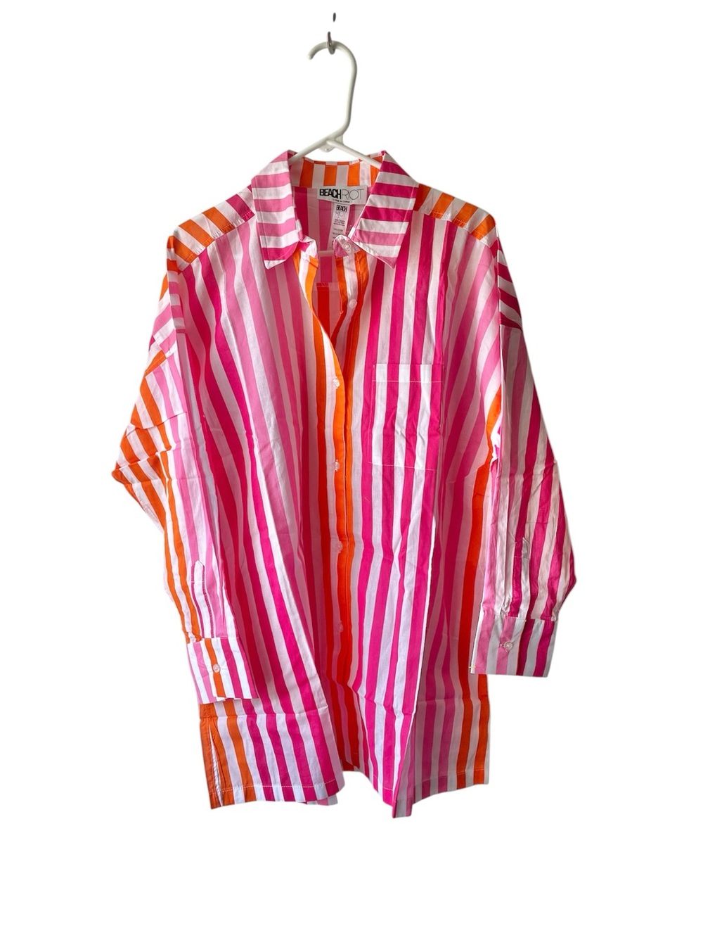 Beach Riot Pink & Orange Vertical Stripe Button-Down Shirt - Picture 3 of 9